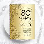 金ゴールドフローラ80th誕生日パーティー 招待状<br><div class="desc">金ゴールドフローラ80th誕生日パーティーへの招待。ボタニカルモダンアウトラインスケッチのアクセントとタイポグラフィスクリプトフォントを特徴とするミニマルデザイン。トレンディーシンプル招待状カードは女性の日スタイリッシュお祝いに最適。任意のカスタマイズ年齢にすることができる。印刷されたZazzle招待状または即時ダウンロードのデジタル印刷可能なテンプレート。</div>