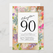 金ゴールドフローラ90誕生日 招待状 (正面/裏面)