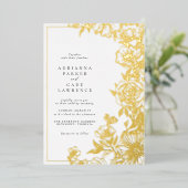 金ゴールドフローラ |エレガント庭園の結婚式 箔招待状 (立ち正面)