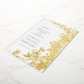金ゴールドフローラ |エレガント庭園の結婚式 箔招待状 (回転した状態)