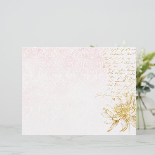 金ゴールドフローラ&ピンクダマススクレープブック紙 (スタンド正面)