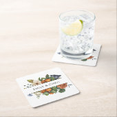 金ゴールドフローラ ユーカリエレガントカリ緑 スクエアペーパーコースター (インサイチュ)