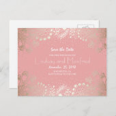 金ゴールドフローラ- Wonderland Garden日付を保存 案内ポストカード (正面/裏面)