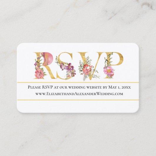 金ゴールドフローラRSVP結婚のWebサイト 名刺 (正面)