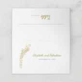金ゴールドフローリッシュバタフライホワイトエレガントな結婚式 プレイスカード (外部開封)