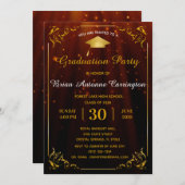 金ゴールドフローリッシュフレーム卒業パーティー招待状 招待状 (正面/裏面)