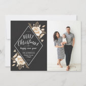 金ゴールドフ絵を描ラワーズクリスマスホリデーフォト シーズンカード (正面)