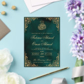 金ゴールドフ華美レムイスラム結婚教徒 アクリル招待状 (インサイチュ (ウェディング))