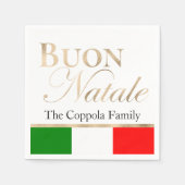 金ゴールドブオンナターレイタリアンル国旗のクリスマス スタンダードカクテルナプキン (正面)