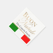 金ゴールドブオンナターレイタリアンル国旗のクリスマス スタンダードカクテルナプキン (角)