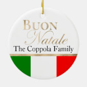 金ゴールドブオンナターレイタリアンル国旗のクリスマス セラミックオーナメント (裏面)