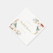 金ゴールドブクラシックルガンディホワイトフローラブライダルシャワー スタンダードカクテルナプキン (角)