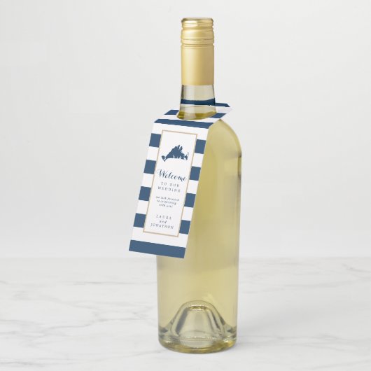 金ゴールドブストライプルーズマルタスヴィネヤード結婚式の引き出物 ボトルネックタグ (アングル)