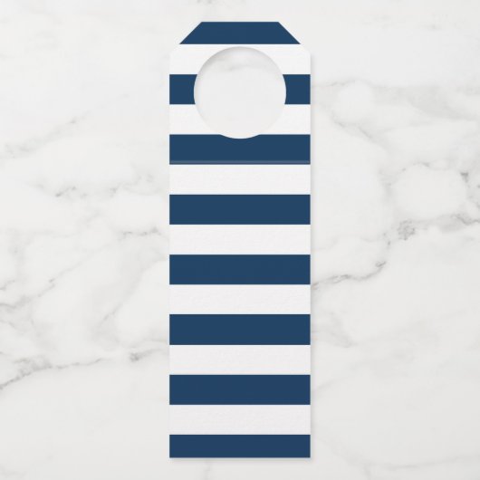 金ゴールドブストライプルー結婚式の引き出物ハンガー ボトルネックタグ (裏面)