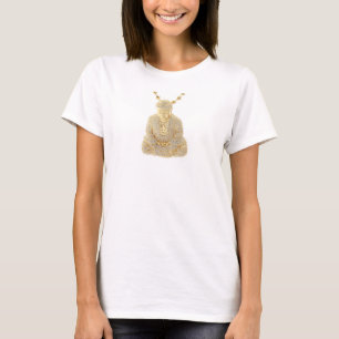 金ゴールドブッダ宗教ブダヒズムラインストーンズジュエリー Tシャツ