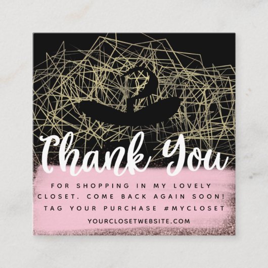 金ゴールドブティックハンガフェイクークローゼット衣料ビジネス スクエア名刺 (正面)