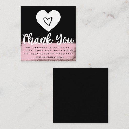 金ゴールドブティフェイクックハートクローゼット衣料ビジネス スクエア名刺 (正面/裏面)