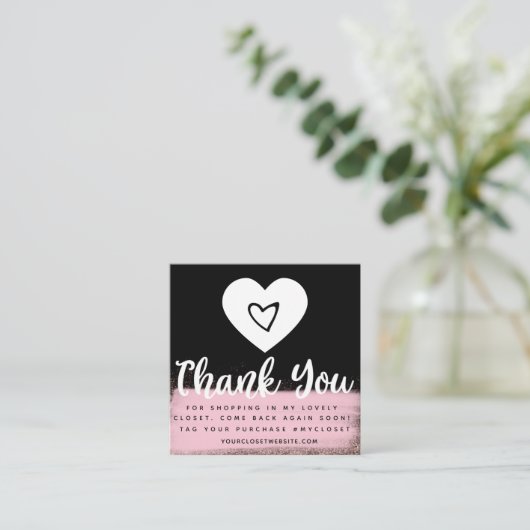 金ゴールドブティフェイクックハートクローゼット衣料ビジネス スクエア名刺 (スタンド正面)