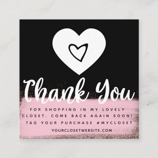 金ゴールドブティフェイクックハートクローゼット衣料ビジネス スクエア名刺 (正面)