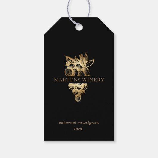 金ゴールドブドウワイナリーワインビジネスラベル ギフトタグ (正面)
