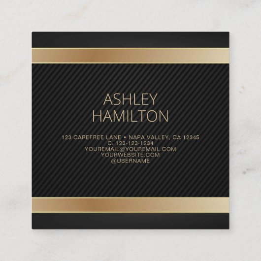 金ゴールドブモダンティックデザイナー スクエア名刺 (裏面)