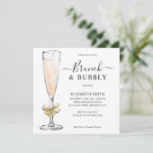 金ゴールドブモダンランチと泡立つガラスブライダルシャワー 招待状 (スタンド正面)