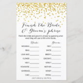 金ゴールドブライダルシャワーゲーム – フレーズの終了 (正面)