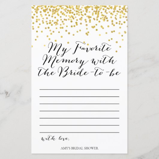 金ゴールドブライダルシャワーゲーム – メお気に入りのモリ (正面)