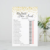 金ゴールドブライダルシャワーゲーム – 彼は彼女は言った (スタンド正面)