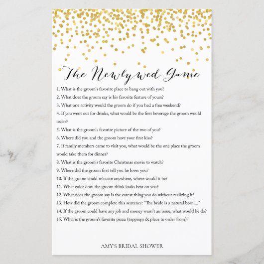 金ゴールドブライダルシャワーゲーム – 新作ゲーム (正面)