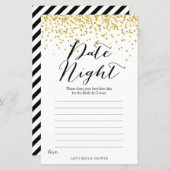 金ゴールドブライダルシャワーゲーム – 日付ナイトカード (正面/裏面)