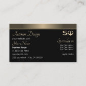 金ゴールドブラウンとブラックとイニシャルプロフェッショナル 名刺 (裏面)