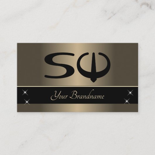 金ゴールドブラウンとブラックとイニシャルプロフェッショナル 名刺 (正面)