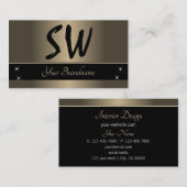 金ゴールドブラウンとブラックとモノグラムプロフェッショナル 名刺 (正面/裏面)