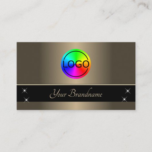 金ゴールドブラウンとブラックモダンロゴプロフェッショナル 名刺 (正面)