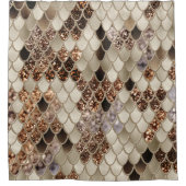 金ゴールドブラウンはかりで測マーメイドGlam #1 (フェイクグリッター) シャワーカーテン (正面)