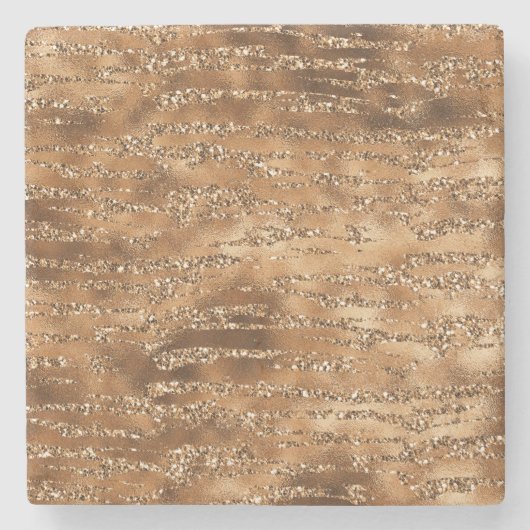 金ゴールドブラウングリッターストライプ数 ストーンコースター (正面)