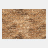 金ゴールドブラウングリッターストライプ数 ラッピングペーパーシート (正面)