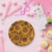 金ゴールドブラウンスチームパンクグランジパターン紙プレート ペーパープレート (パーティー)