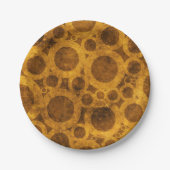 金ゴールドブラウンスチームパンクグランジパターン紙プレート ペーパープレート (正面)