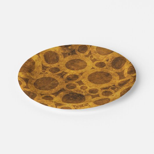 金ゴールドブラウンスチームパンクグランジパターン紙プレート ペーパープレート (アングル)