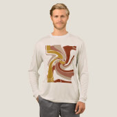 金ゴールドブラウンタンはっきりしたラージMCMルックアート抽象芸術 トライブレンドＴシャツ (正面全体)