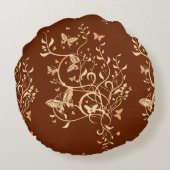 金ゴールドブラウンバタフライスワール ラウンドクッション (裏面)