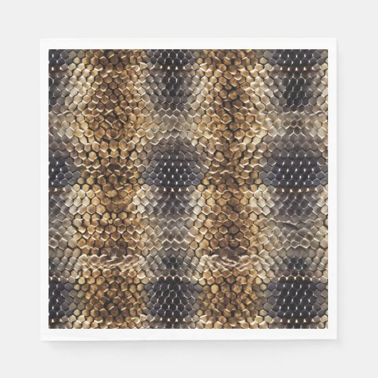 金ゴールドブラウンブラックアイボリースネークスキン スタンダードランチョンナプキン (正面)