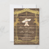 金ゴールドブラウンプライマークンプレアーノスウノフィエスタ誕生日 招待状 (正面)