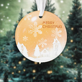 金ゴールドブラウンホワイトスノーハウスクリスマスニューイヤー オーナメント