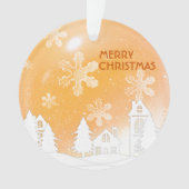 金ゴールドブラウンホワイトスノーハウスクリスマスニューイヤー オーナメント (正面)