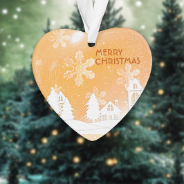 金ゴールドブラウンホワイトスノーハウスクリスマス新年 オーナメント