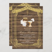 金ゴールドブラウンボーイメキシコ洗礼招待状 招待状 (正面/裏面)