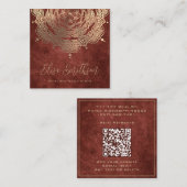 金ゴールドブラウンマンダラヨガヒーリングメディテーション自然 スクエア名刺 (正面/裏面)